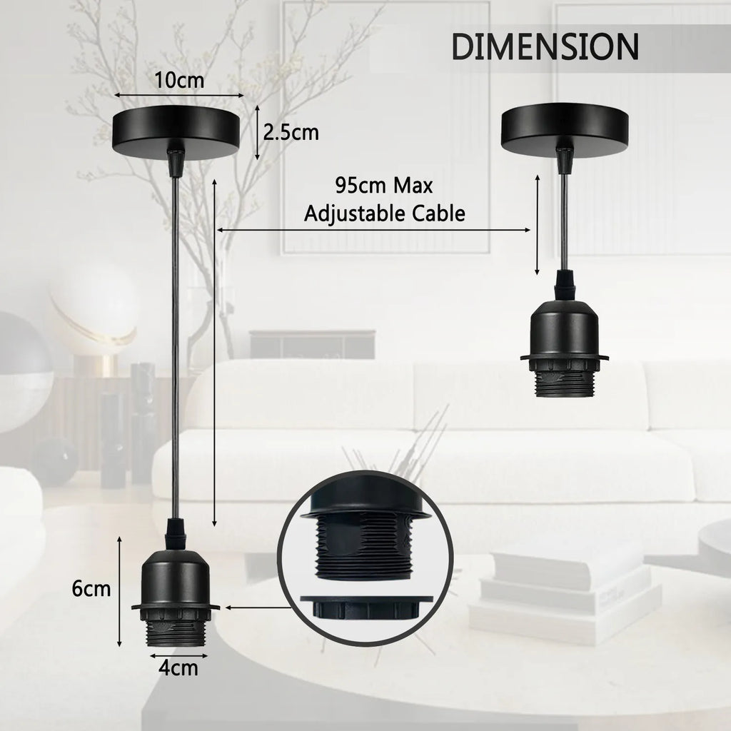 Rustic Red Pendant Light, Lamp Holder Hanging Light,E27 UK Holder PVC Cable~4206
