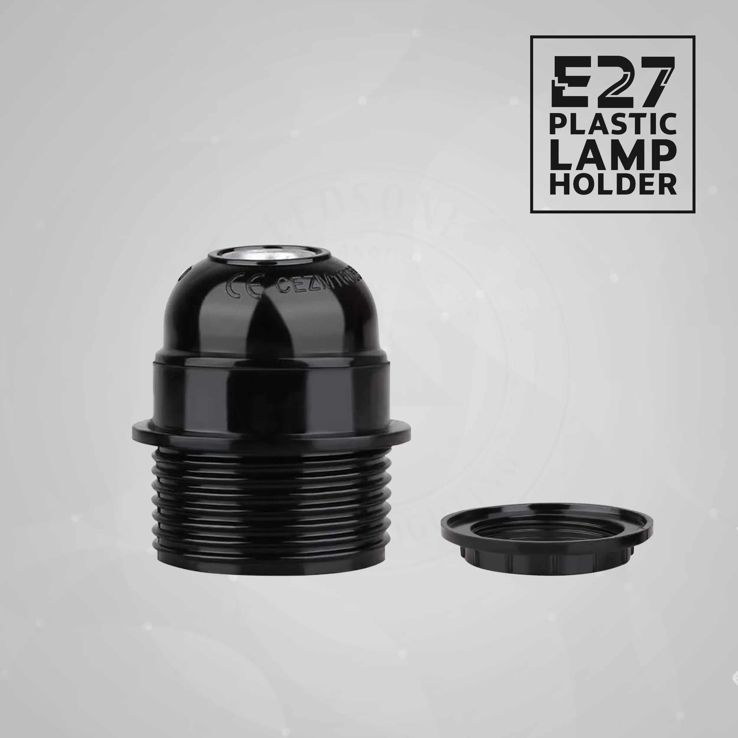3Pack E27 Light Bulb Pendant Socket Holder,Screw Black Plastic Lamp holder~4392